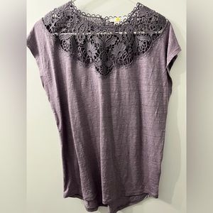 Boden Cut Work Linen T-Shirt in Grey Ridge